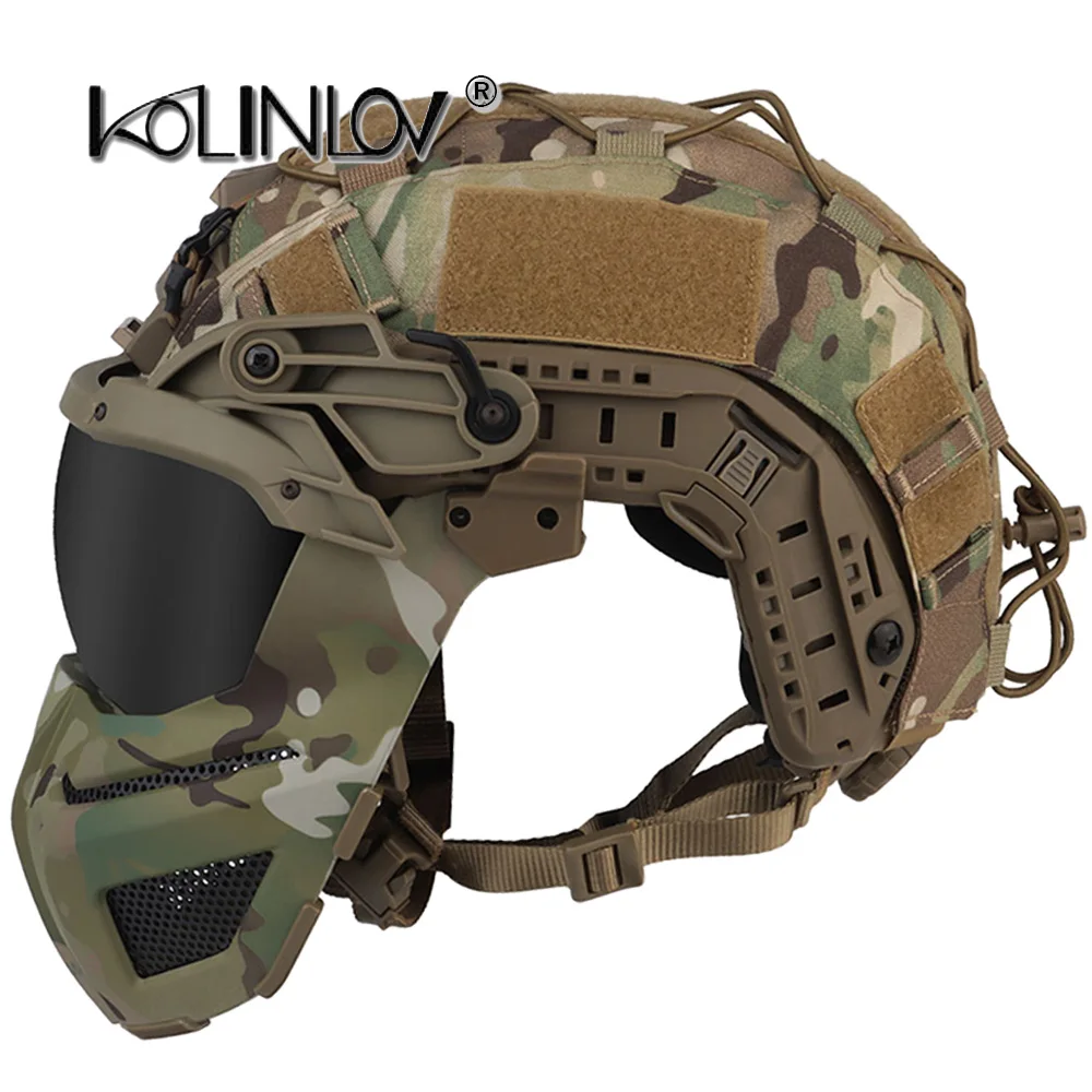 Máscara airsoft táctica 3 en 1 protección media cara con gafas