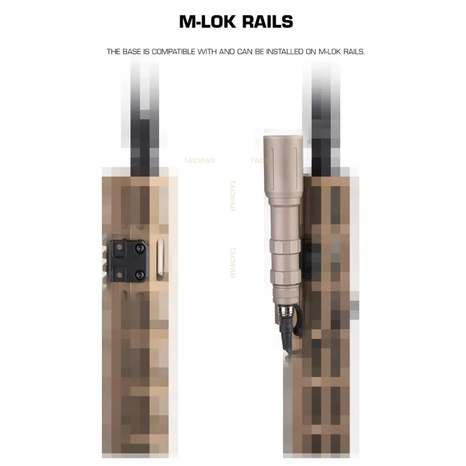 Soporte lateral linterna táctica Airsoft M-LOK, base metálica para riel - imagen 4