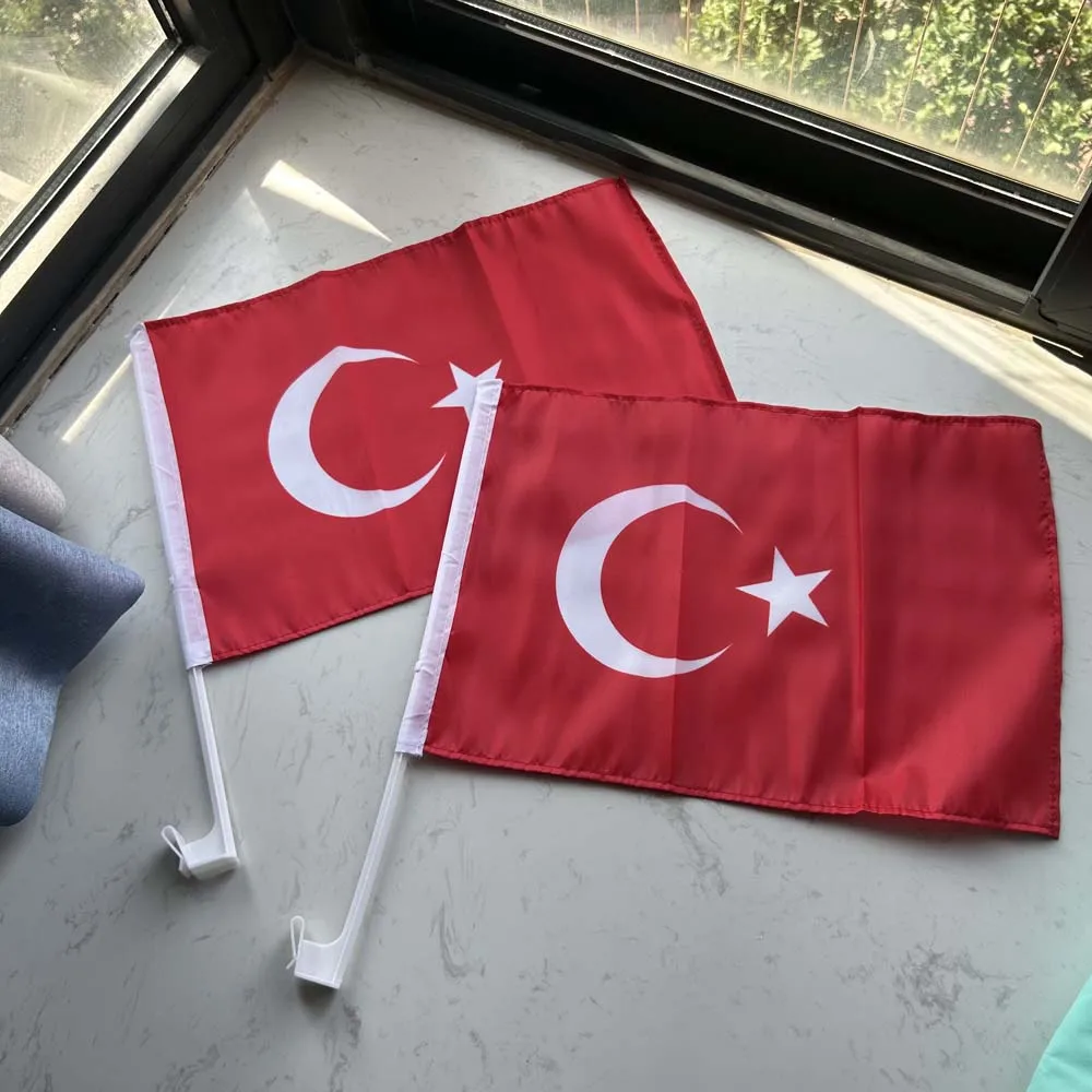 Bandera de Turquía para coche poliéster con asta de plástico - imagen 5