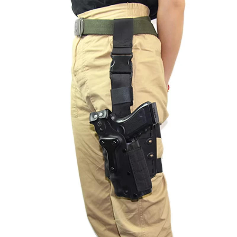 Funda táctica pistola airsoft G17 en plataforma de pierna ambidiestra