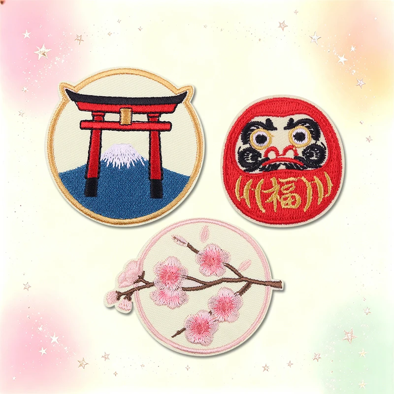 Parche bordado Monte Fuji cerezo Japón – Termoadhesivo para ropa y equipamiento táctico - imagen 3