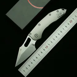 LEMIFSHE Stitch Mark cuchillo plegable acero M390 G10 fibra de carbono