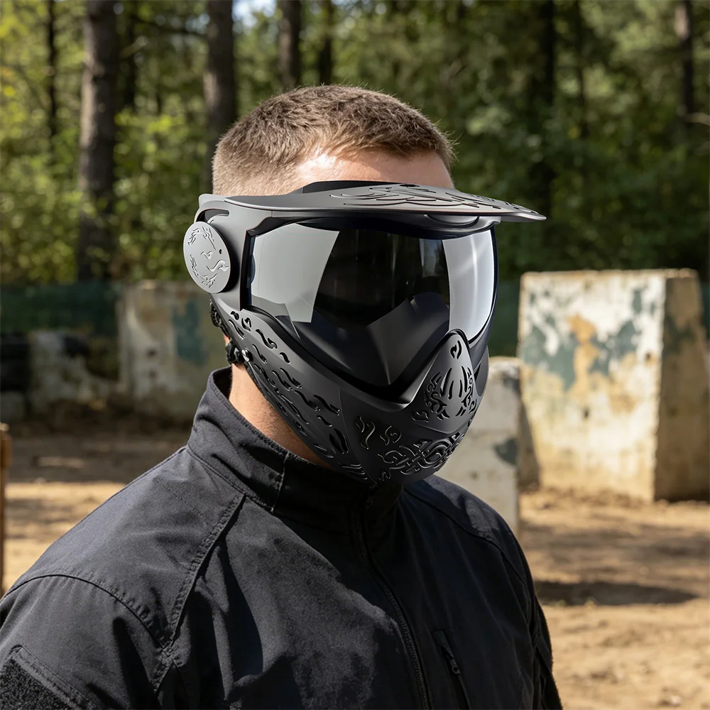 Máscara completa paintball airsoft – Lente PC antivaho protección facial - imagen 5