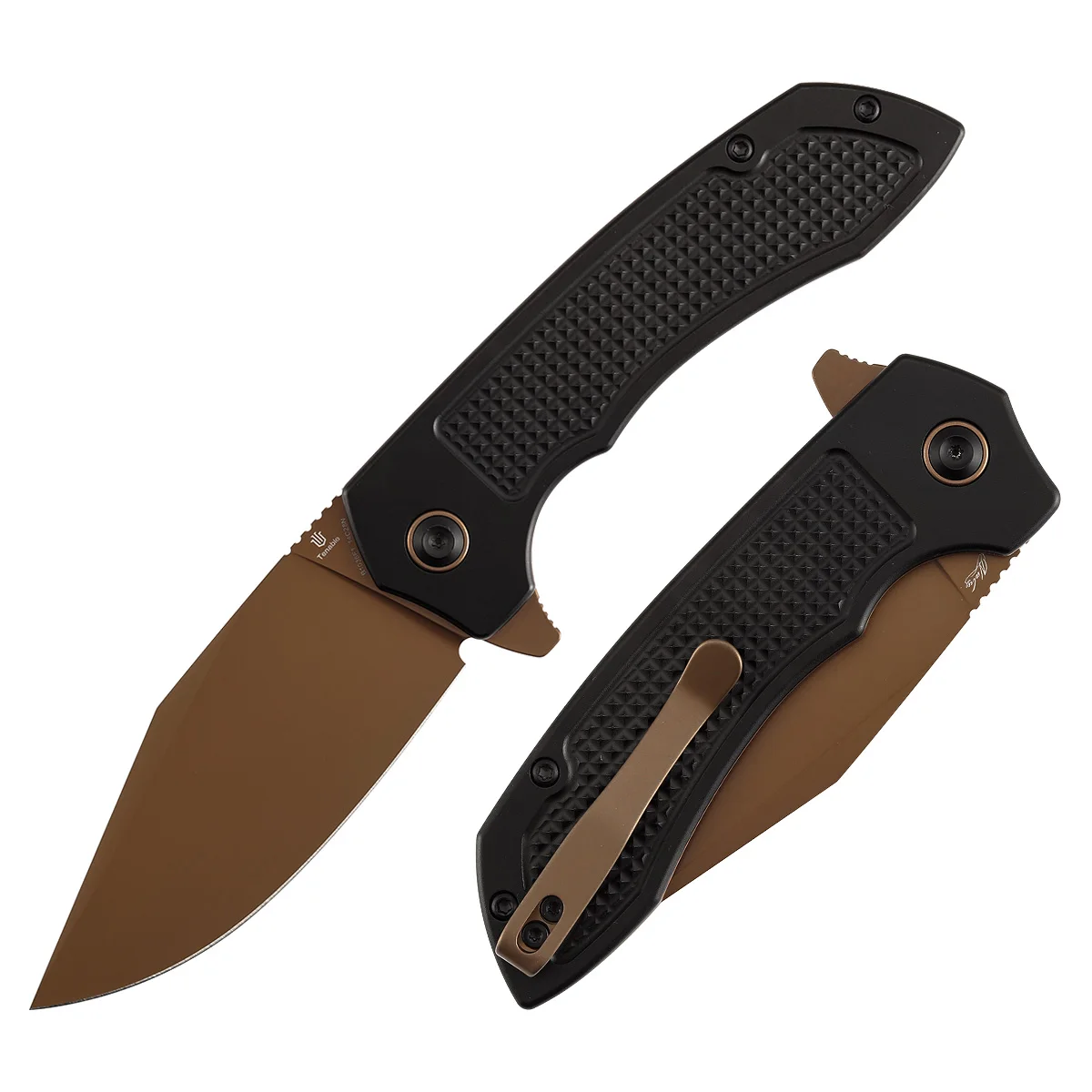Cuchillo plegable Tenable B1036F en detalle de hoja y mango