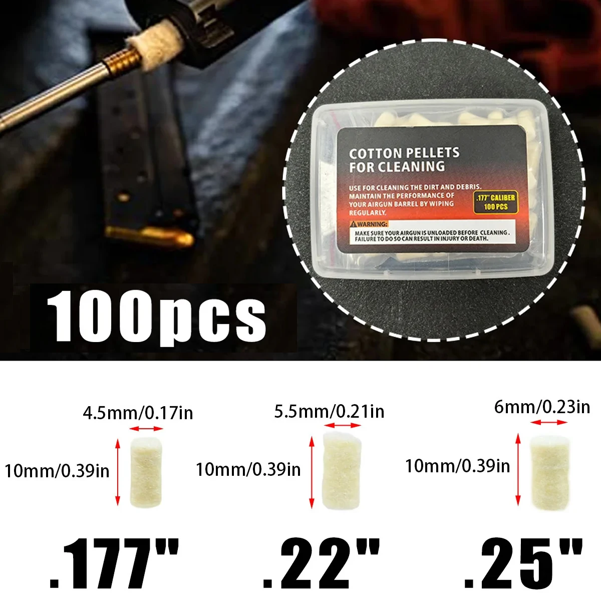 Kit limpieza calibres .177, .22 y .25 con perlas de fieltro - imagen 3