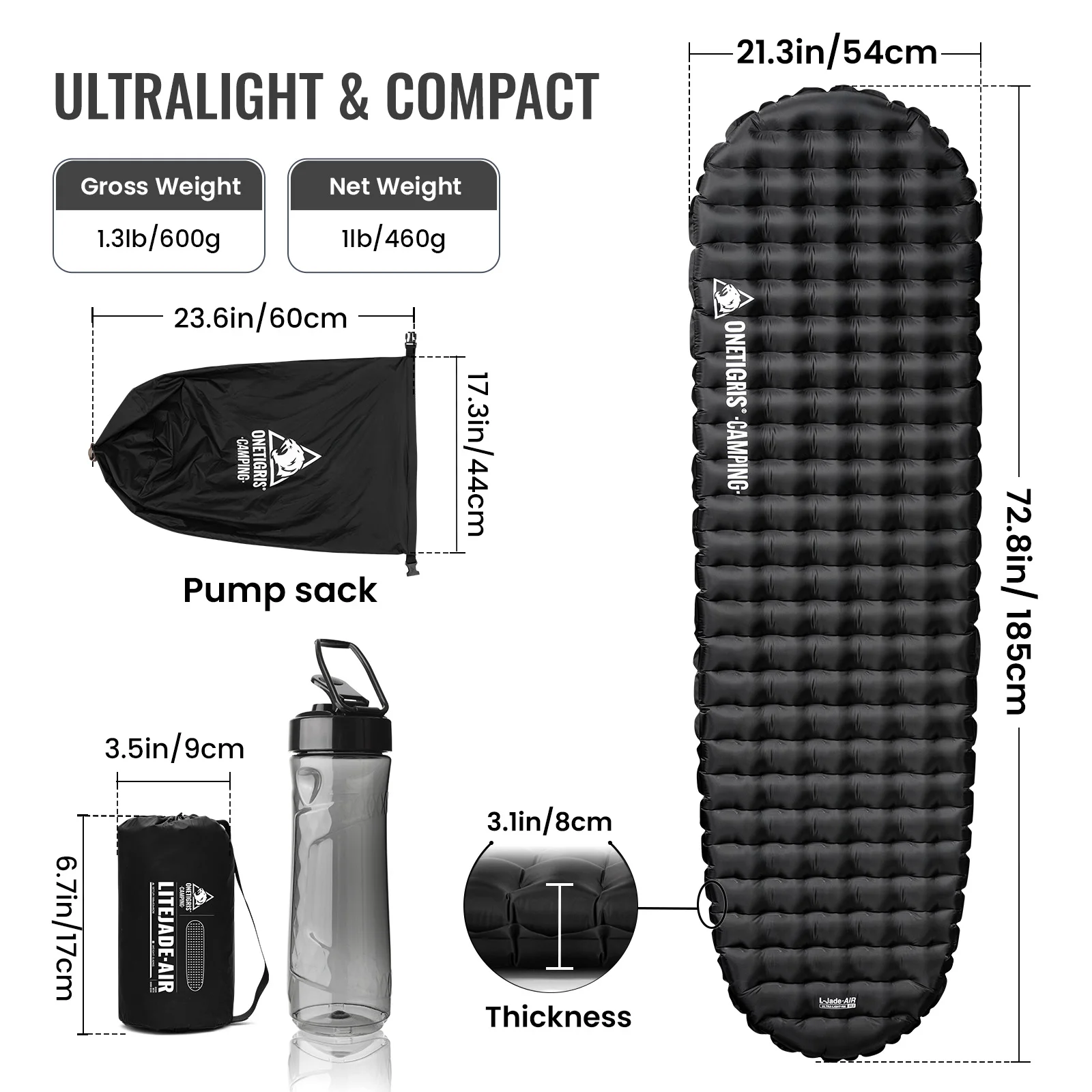OneTigris Litejade-air colchoneta inflable ultraligera camping - imagen 2