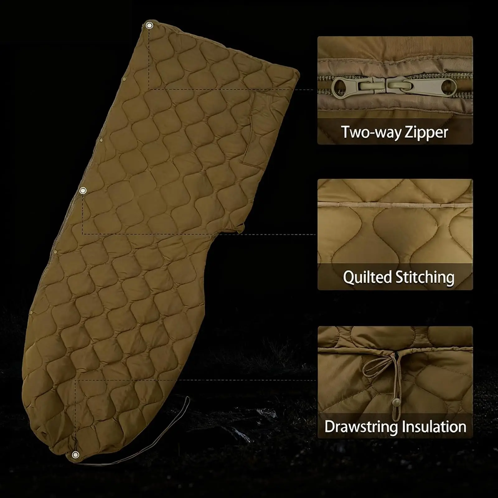 Poncho táctico woobie de camuflaje ripstop con aislamiento y viento - imagen 2