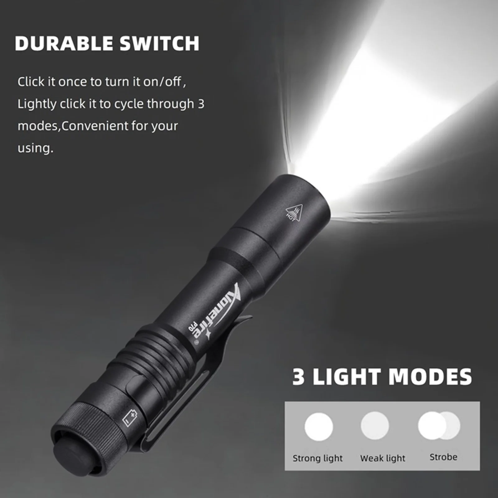 Alonefire P70 linterna táctica de bolsillo en aluminio para exterior - imagen 2