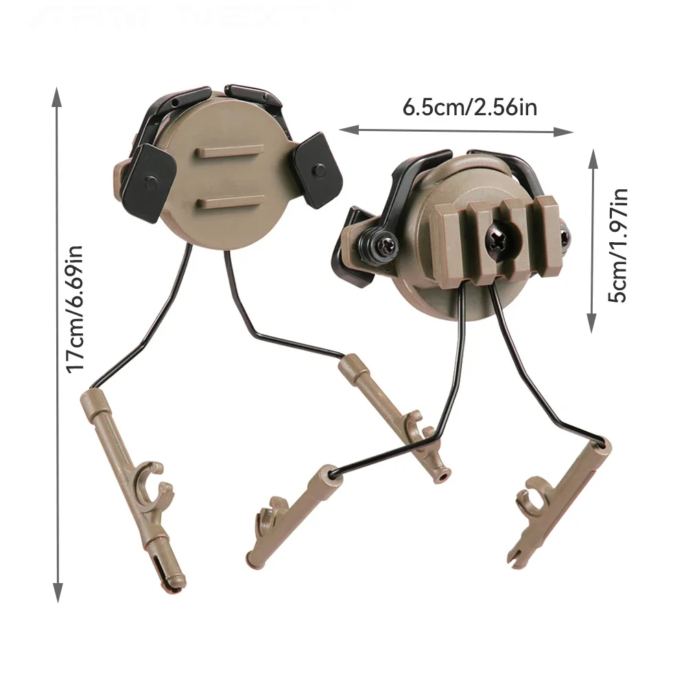 Soporte táctico de auriculares para riel de casco con rotación 360 grados - imagen 5