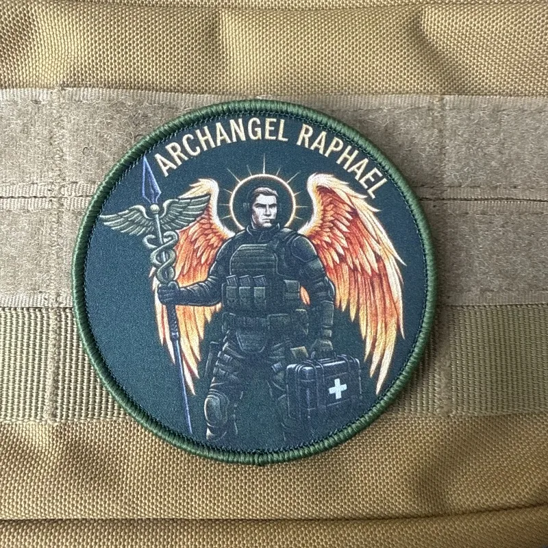 Parche táctico arcángel Rafael con gancho y bucle para mochila - imagen 2