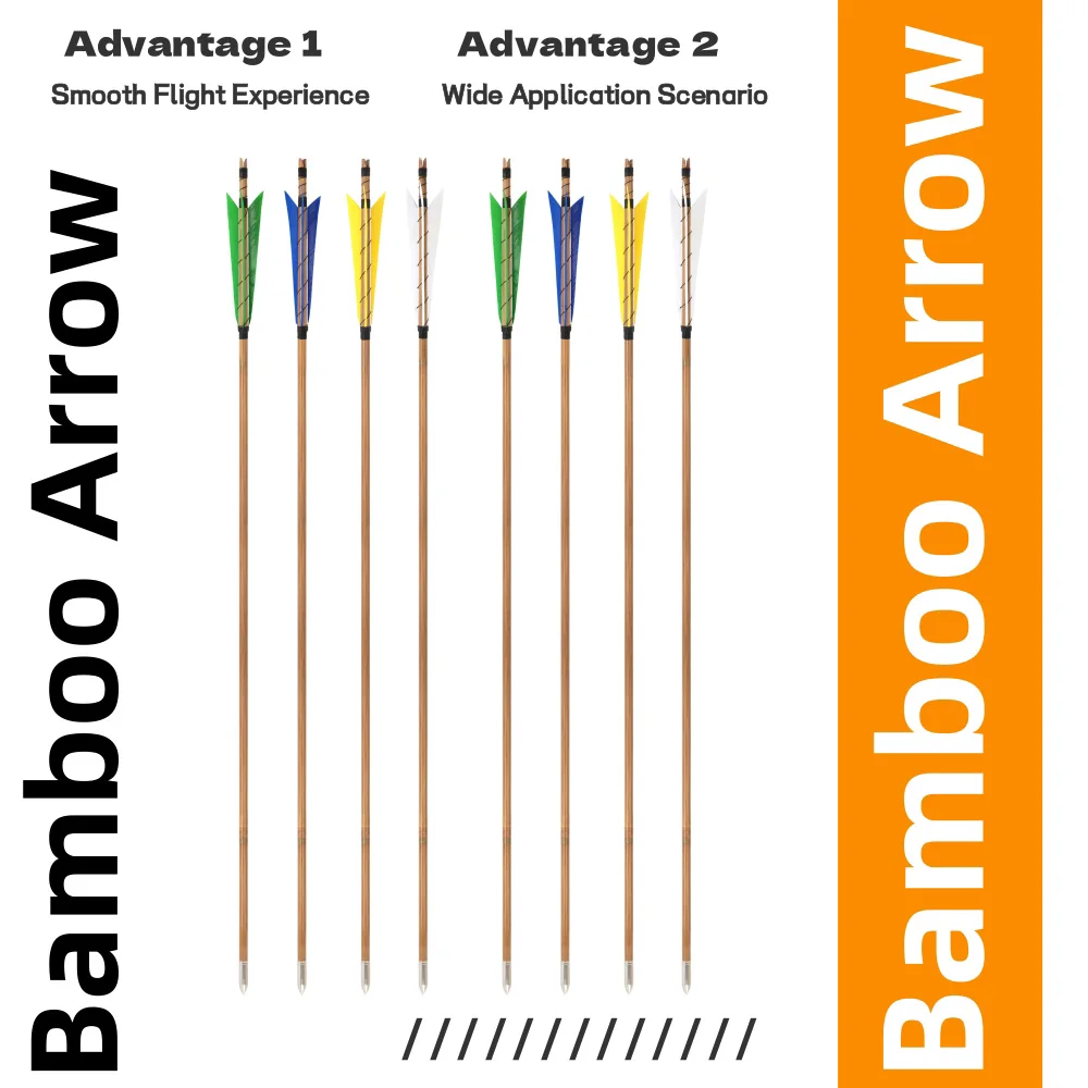 Flechas de bambú y plumas naturales para tiro con arco tradicional