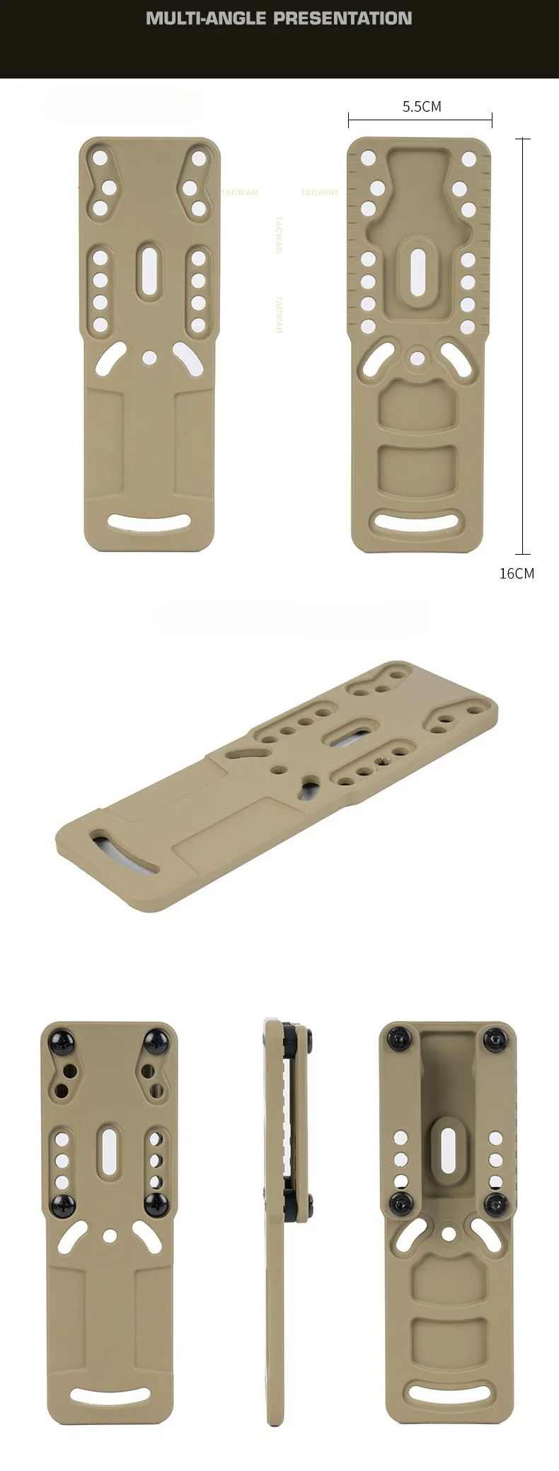 Detalle de la plataforma táctica rígida para soporte de funda