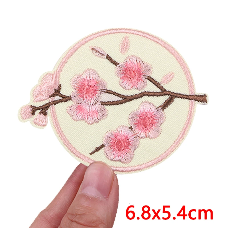 Parche termoadhesivo bordado flores de cerezo Monte Fuji – Planchar - imagen 2