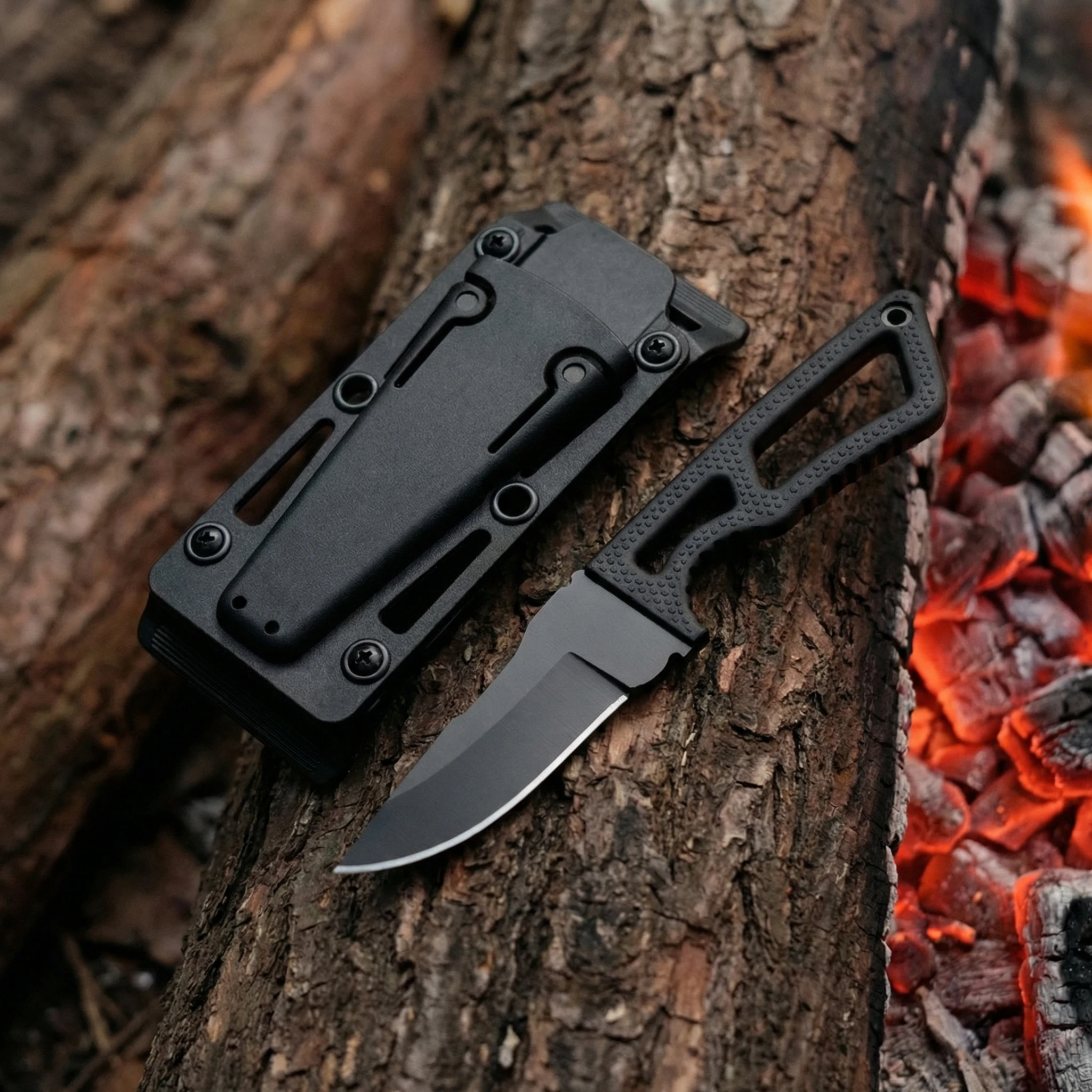 Cuchillo fijo de emergencia para camping y senderismo