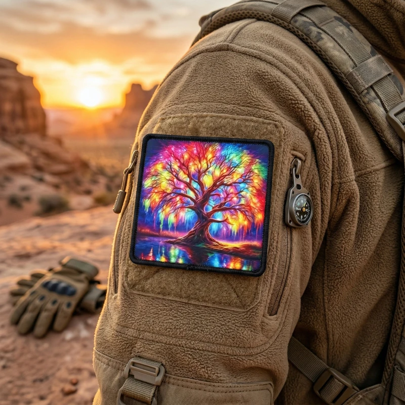 Parche táctico Árbol de la Vida colorido con velcro para mochila - imagen 5