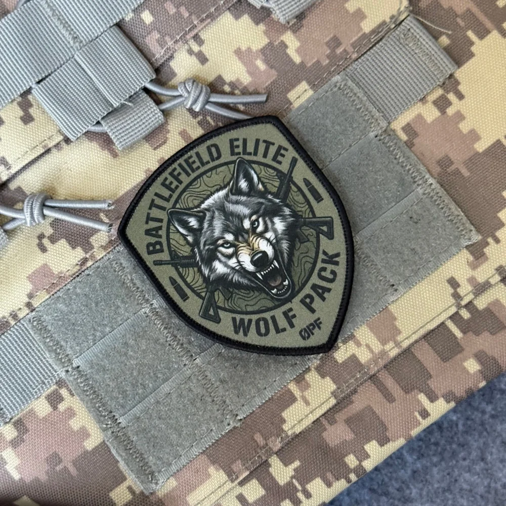 Parche táctico lobo escudo insignia moral impresa para ropa y mochila - imagen 4