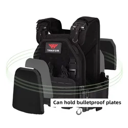 YAKEDA 6094 Chaleco táctico MOLLE negro ligero desmontable corte láser