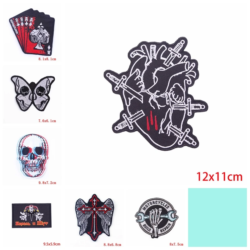Parches bordados punk: cráneo letras eslogan mariposa/corazón para planchar