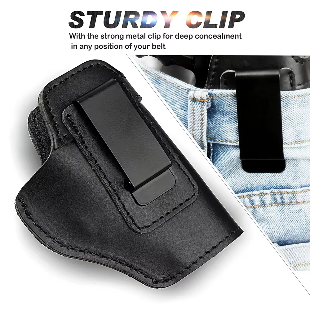 Funda cuero táctica ambidiestra IWB Glock Sig 9mm airsoft caza - imagen 4