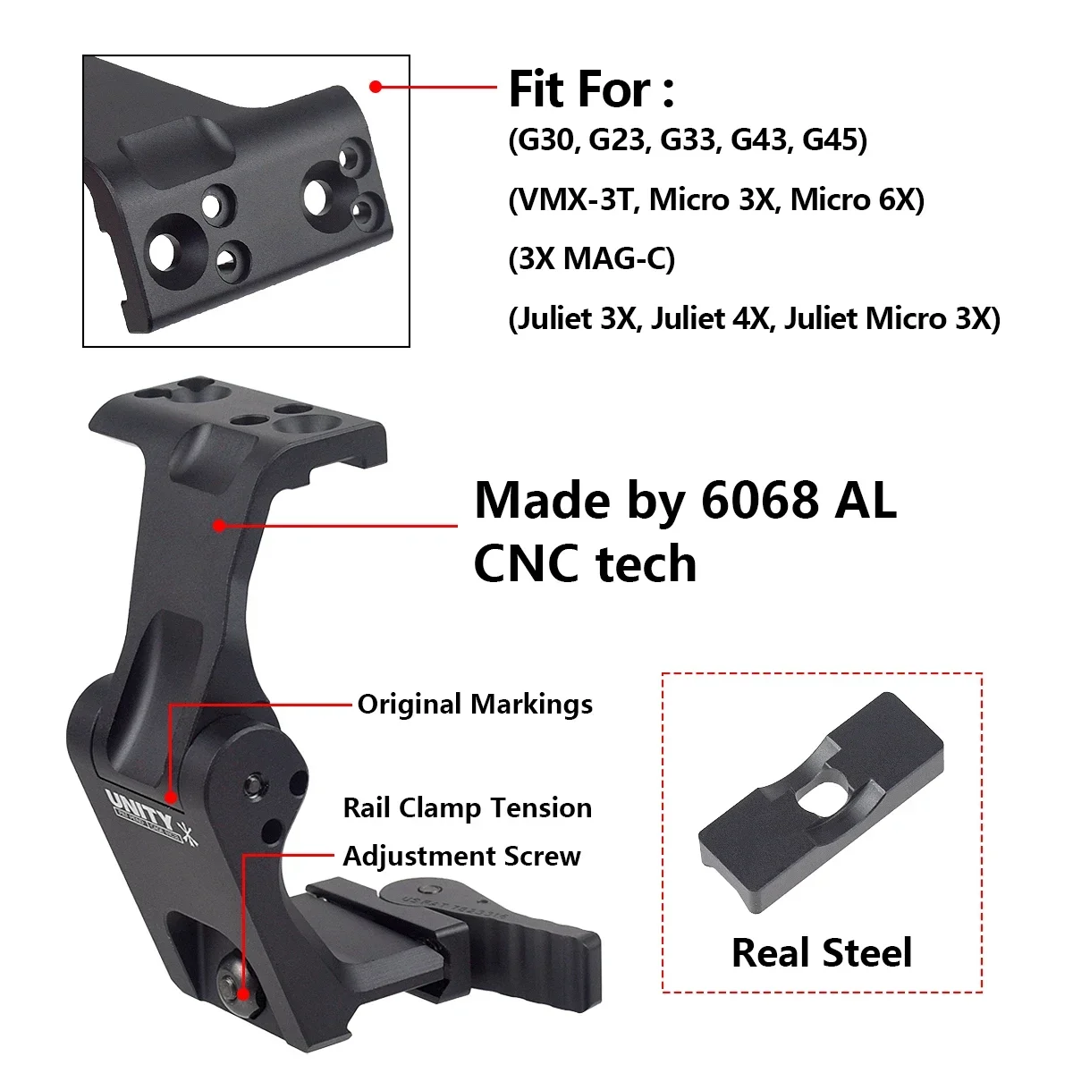Montura rápida Unity elevada para punto rojo y lupa G33/G43/G45 - imagen 4