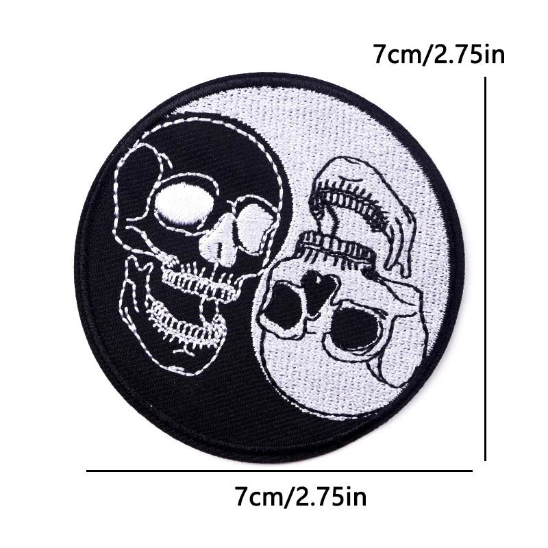 Parche bordado calavera punk gato – Aplicación táctica para ropa y equipamiento - imagen 3