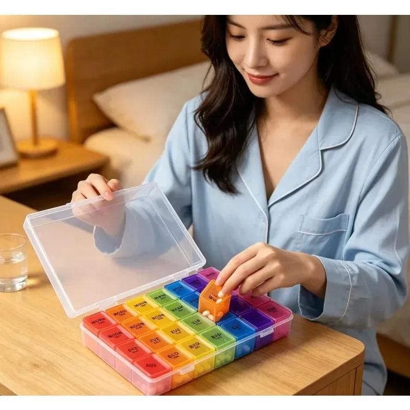 Pastillero organizador de pastillas de plástico PP con compartimentos - imagen 3