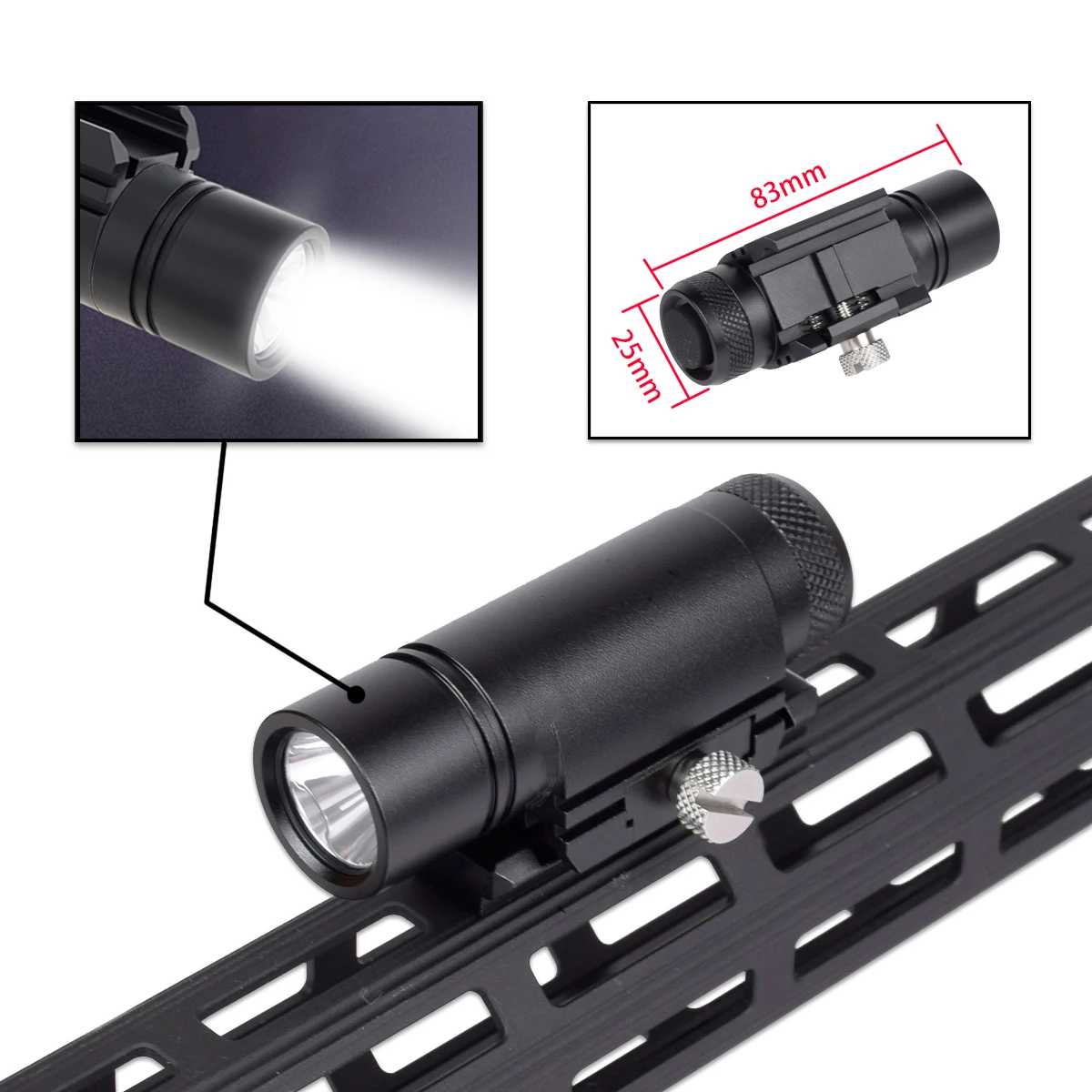 Linterna Táctica LED G17 G19 Mini con Estroboscópica – Picatinny 20mm - imagen 5