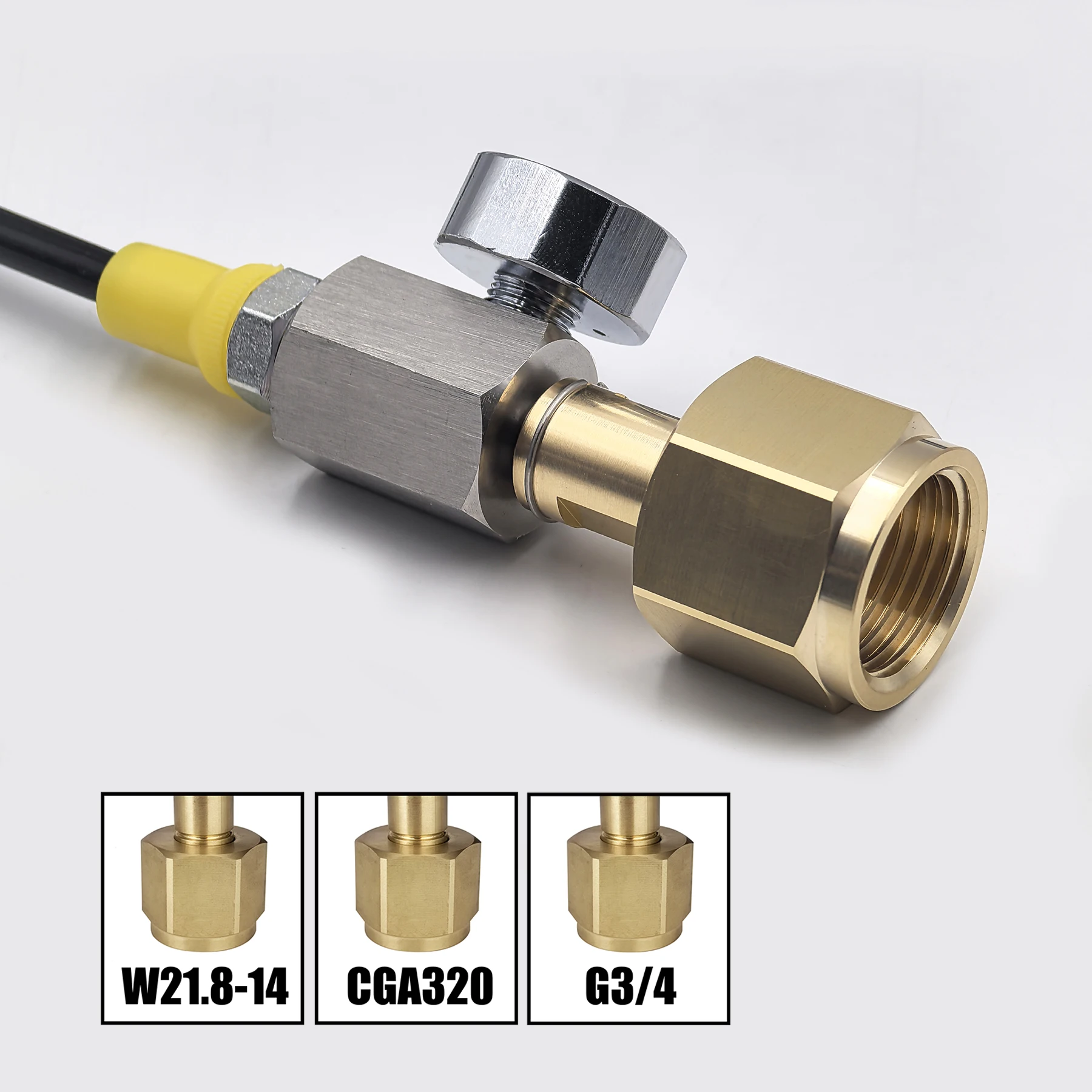 Cilindro CO2 recargable con adaptador TR21-4 y medidor presión - imagen 4