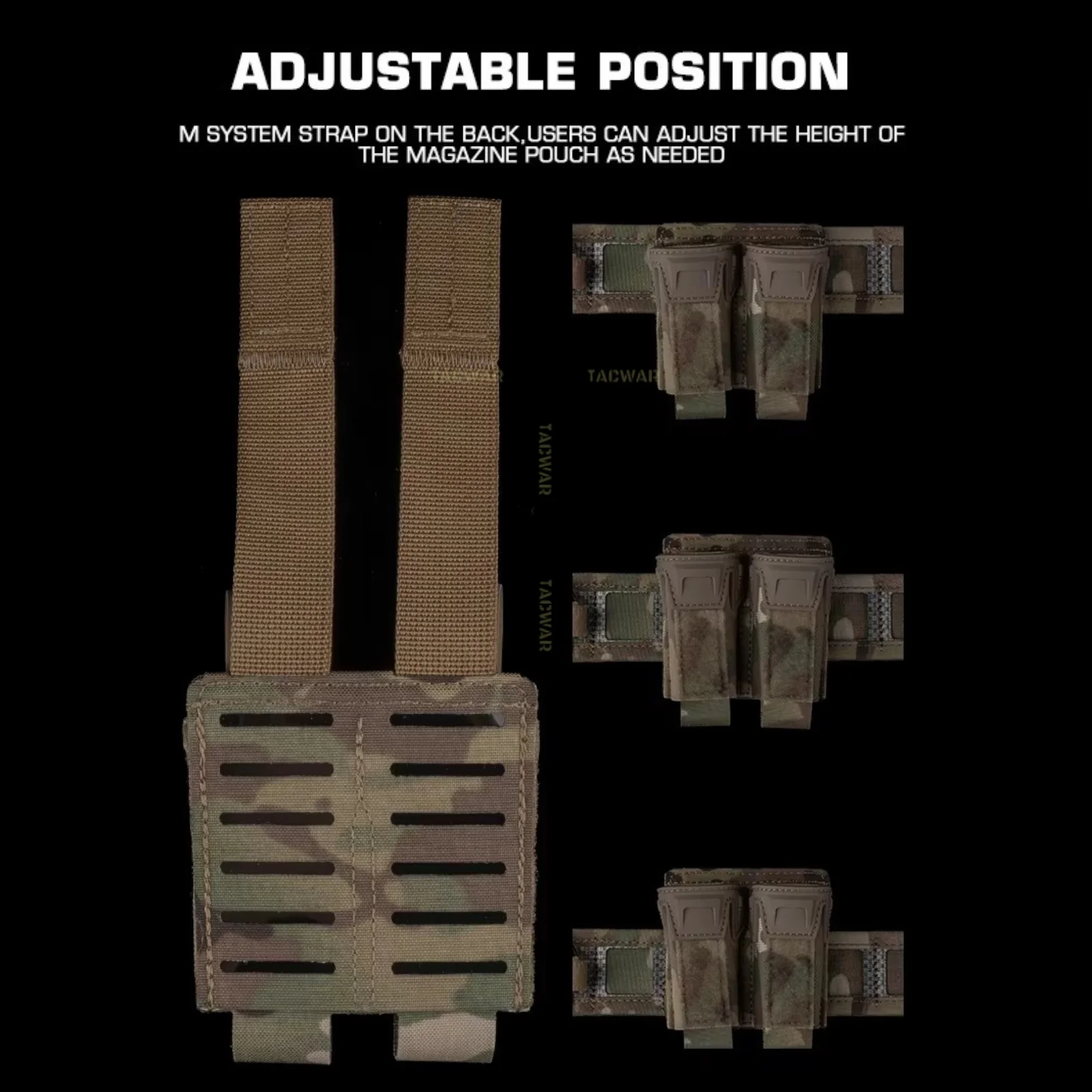 Bolsa doble para pistola con solapa extraíble – MOLLE cinturón y placa - imagen 3