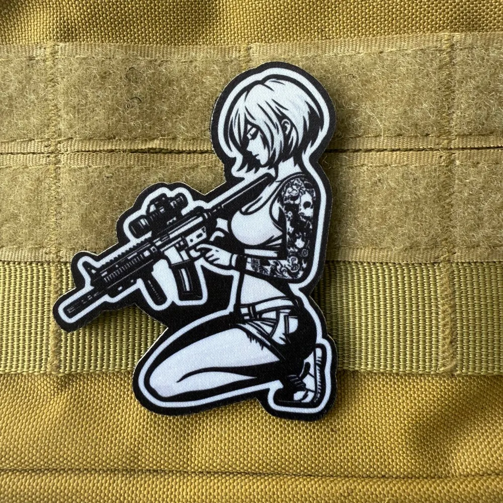 Parche de chica táctica tatuada para mochila o equipo táctico