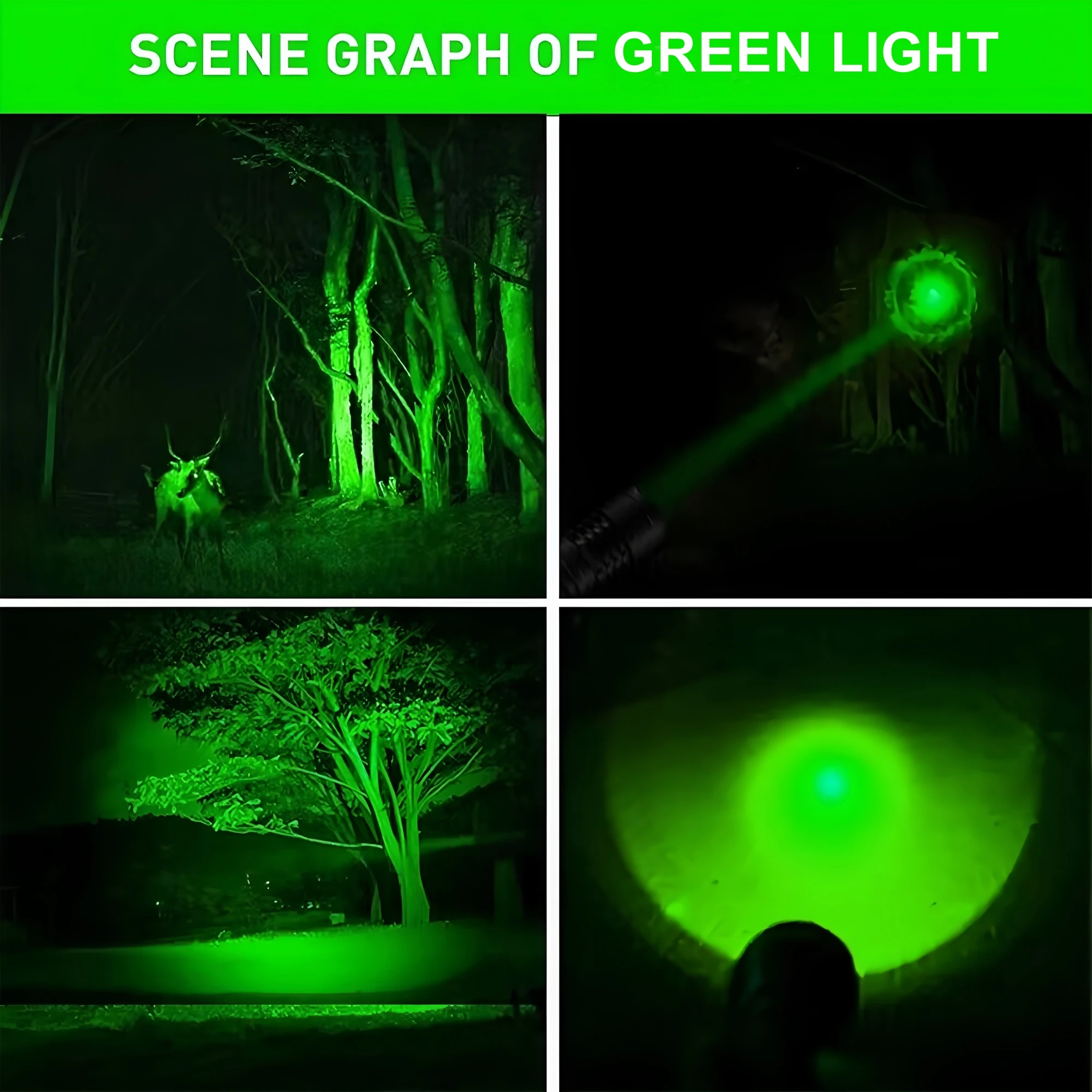 Alonefire Zoom Linterna táctica LED verde recargable USB de aluminio - imagen 4