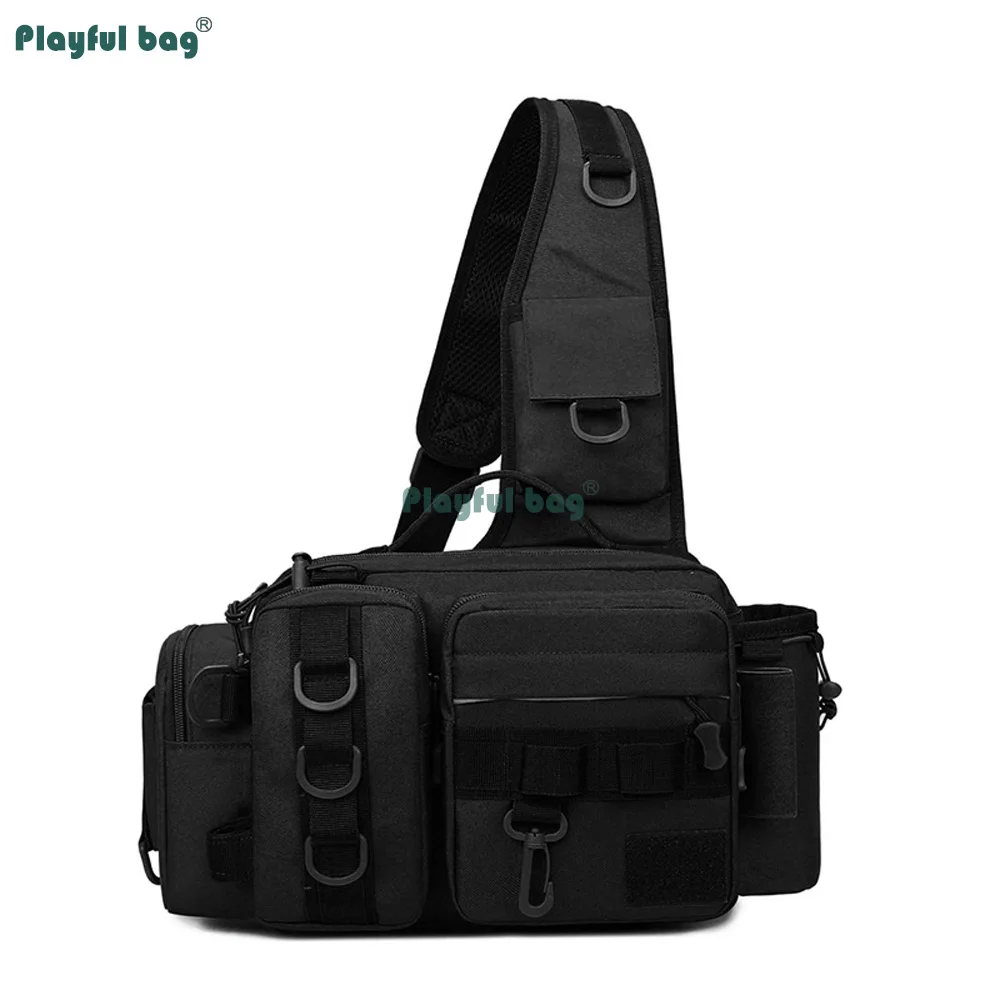 Bolsa táctica de pesca bandolera con soporte para caña - imagen 4