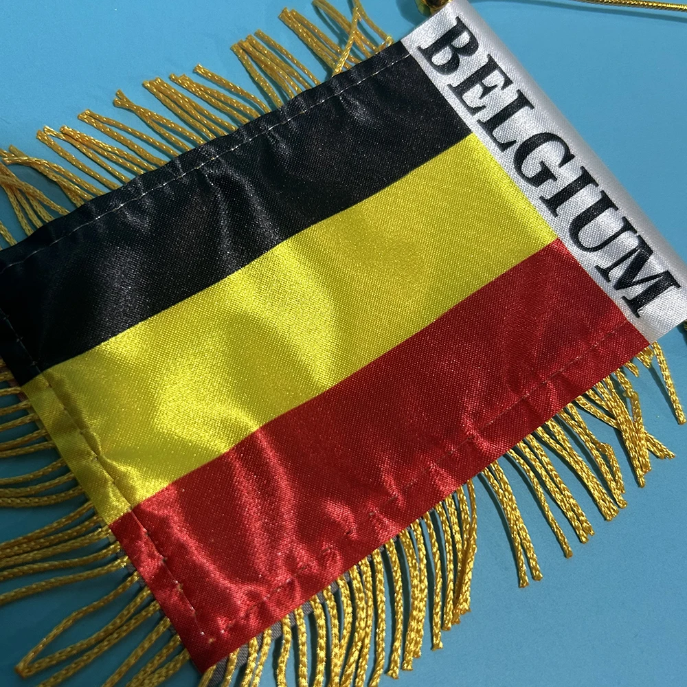Bandera colgante Bélgica vista lateral