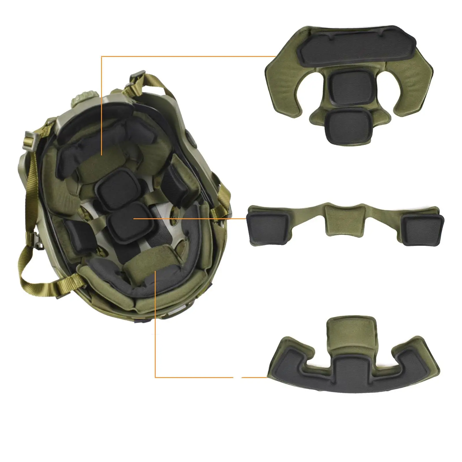 Casco táctico Airsoft rápido con auriculares y viscoespuma ajustable - imagen 3