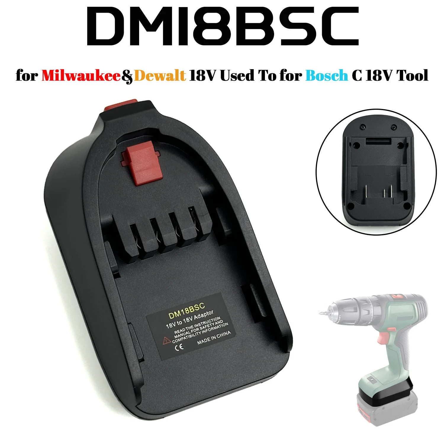 DM18BSC Adaptador de batería Milwaukee y DeWalt para Bosch 18 V