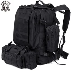 Mochila táctica de nailon 55L para camping, caza y senderismo