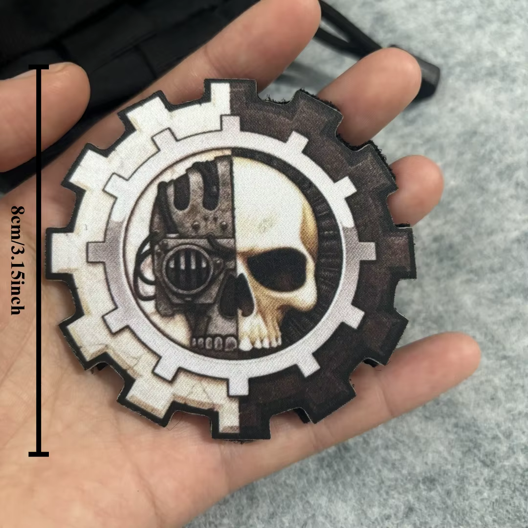 Parche calavera mecánica - Insignia táctica nocturna para mochila