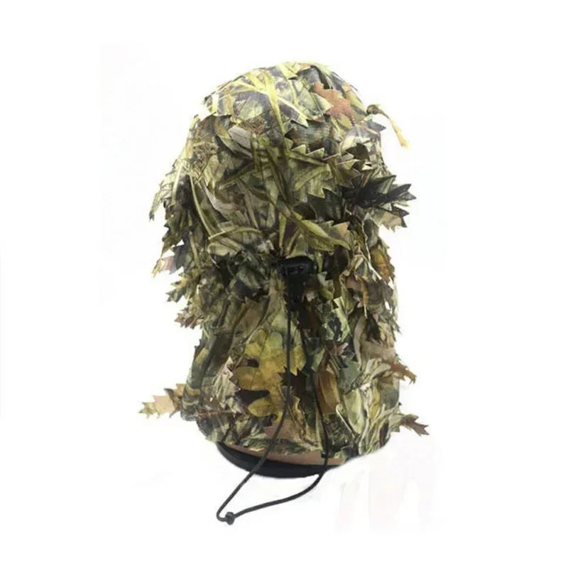 Sombrero camuflaje 3D ghillie con capucha facial para caza - imagen 3