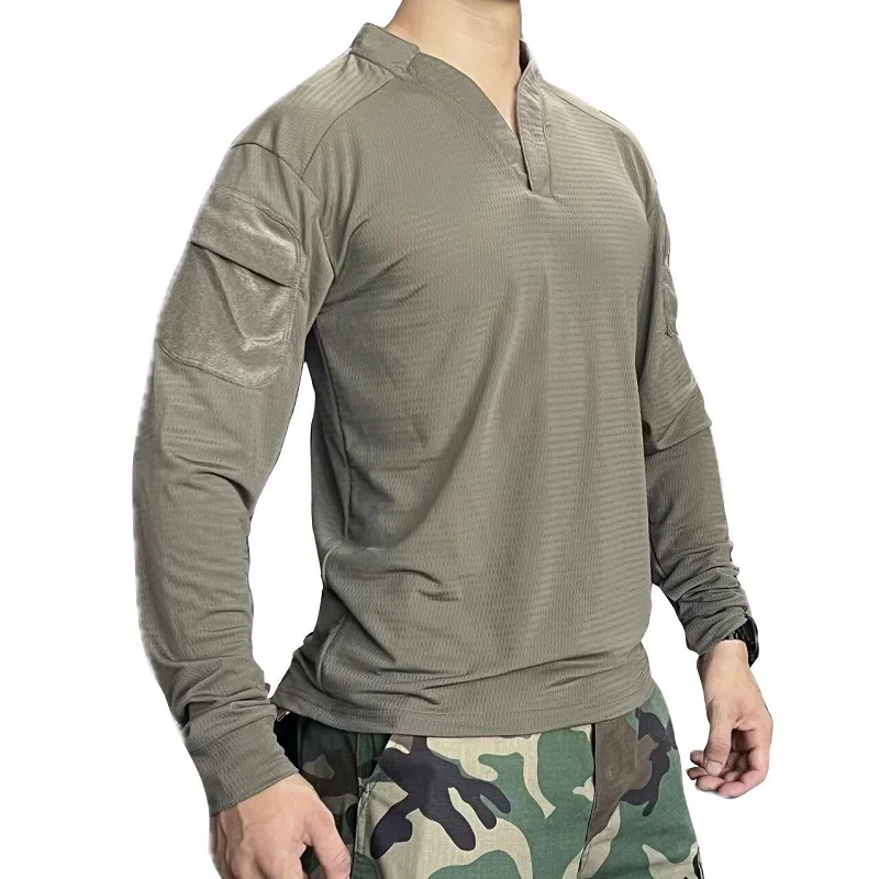 Camiseta táctica manga larga secado rápido RG verde transpirable - imagen 5