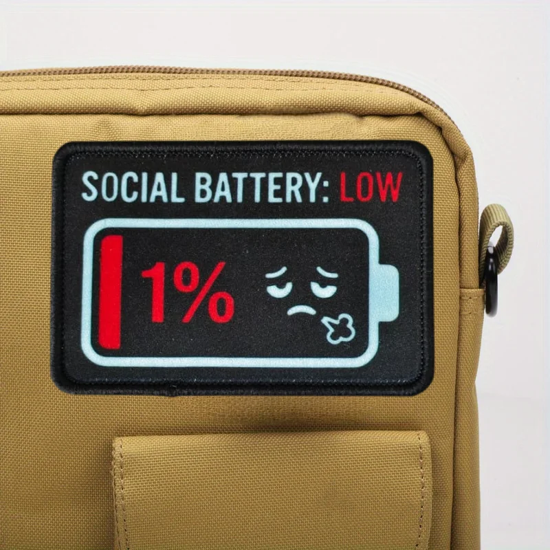 SOCIAL BATTERY Parche táctico gancho y bucle impresos para ropa - imagen 4