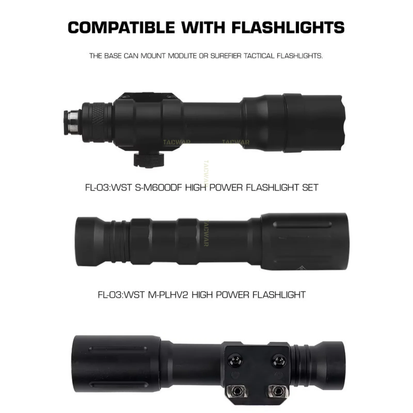 Soporte lateral linterna táctica Airsoft M-LOK, base metálica para riel - imagen 5