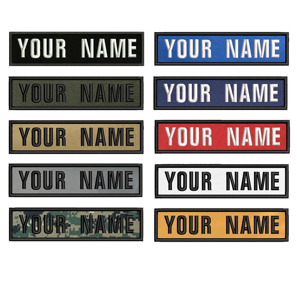 Parche velcro bordado nombre personalizado con chevron – 10x2,5 cm