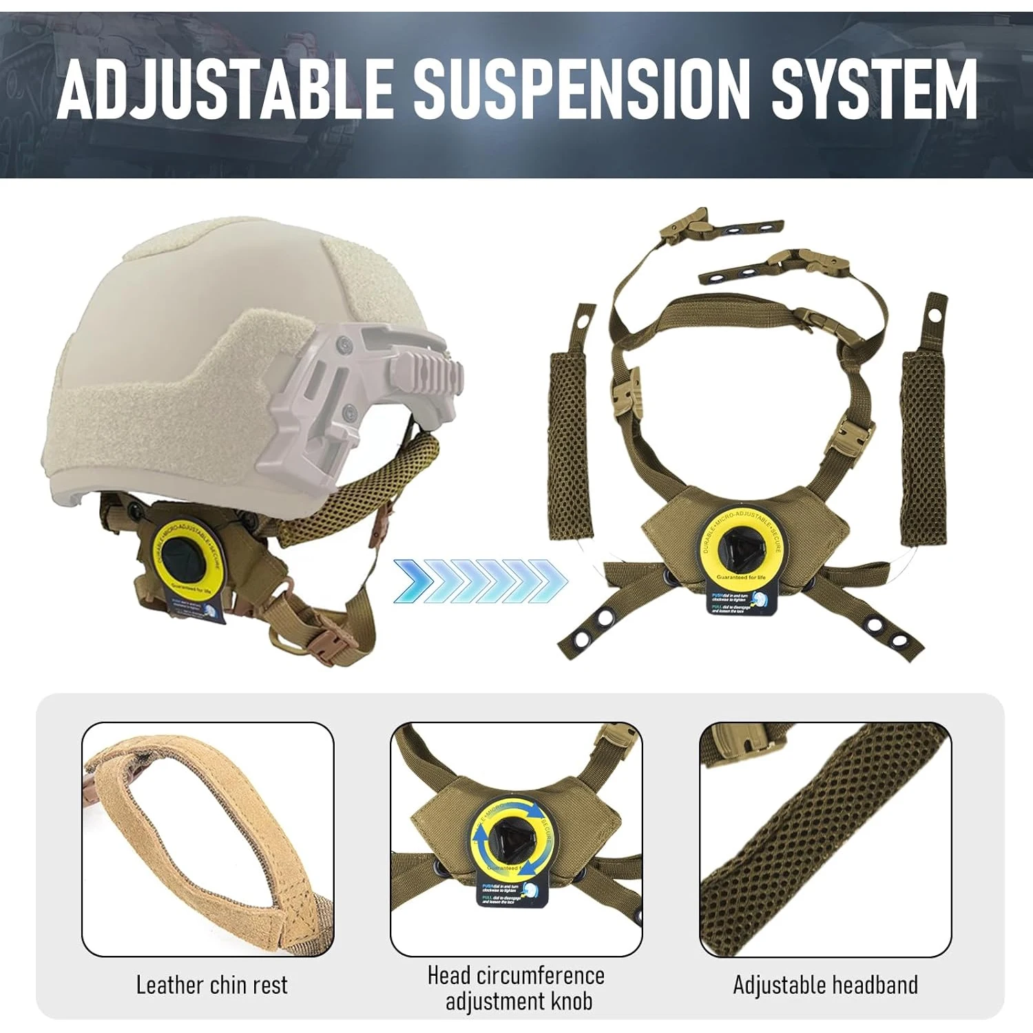 Wendy Kit de suspensión para casco FAST MICH ACH, dial y almohadillas - imagen 2