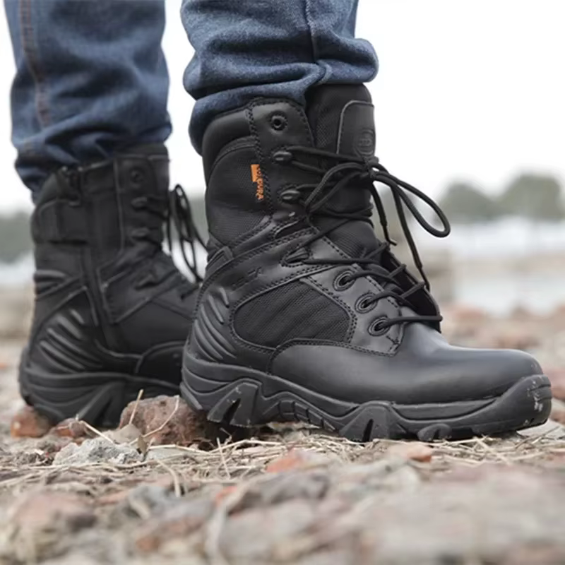 Botas tácticas impermeables hombre – Cuero genuino con cordones - imagen 4