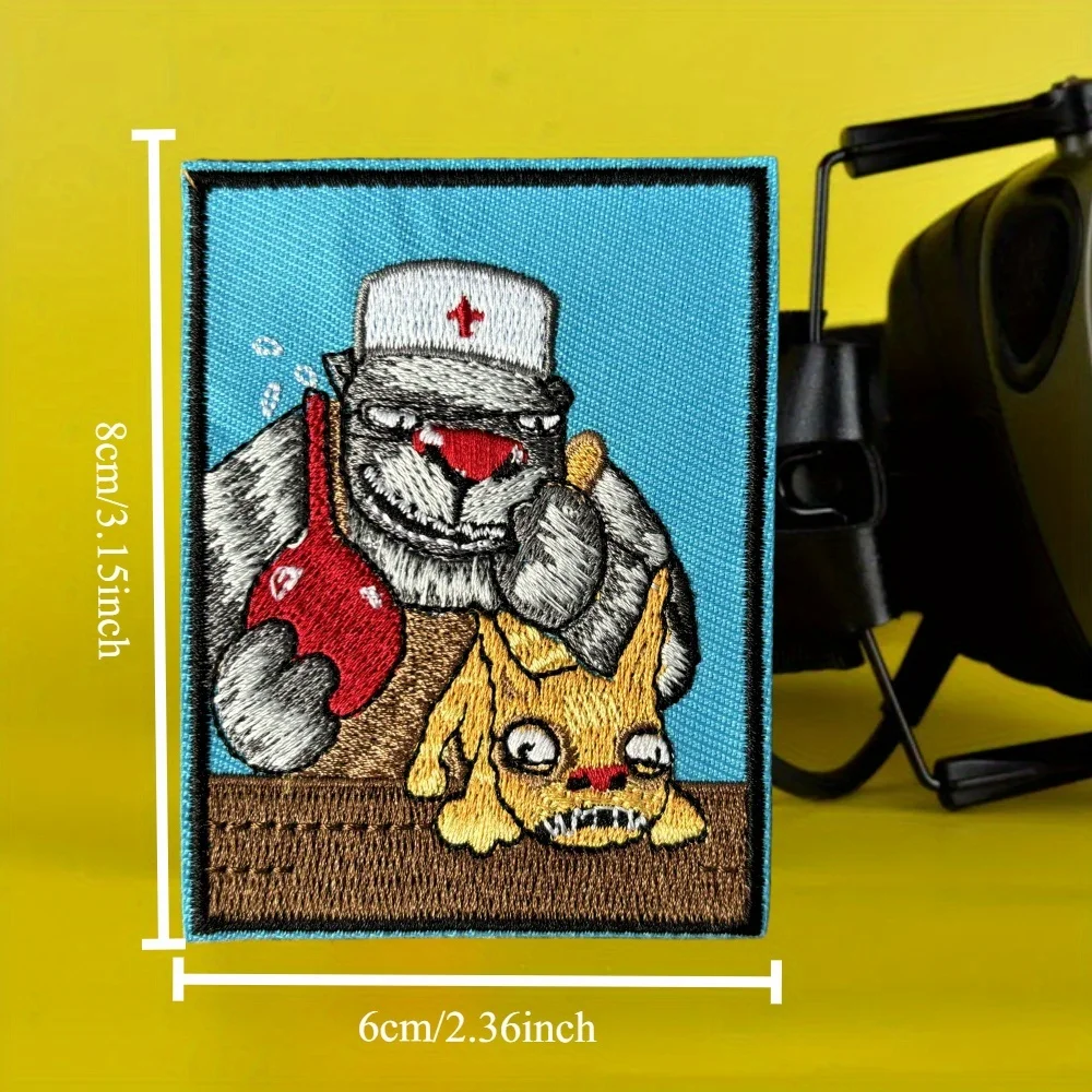 Parche moral táctico bordado gatos médicos con velcro - imagen 2