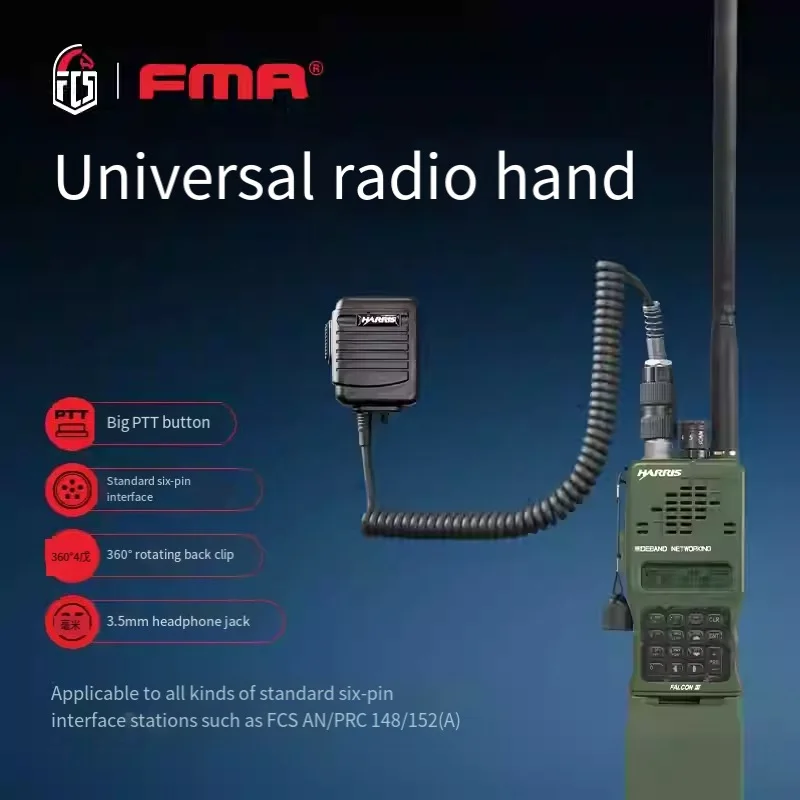 Micrófono táctico de mano con cable para radio militar