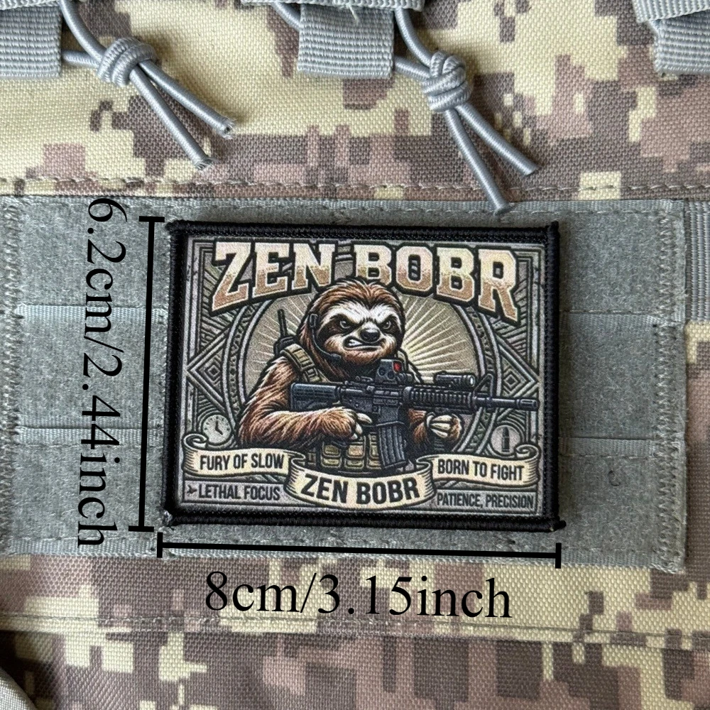 ZEN BOBR Parche táctico gancho y bucle Morale perezoso con estampado - imagen 3
