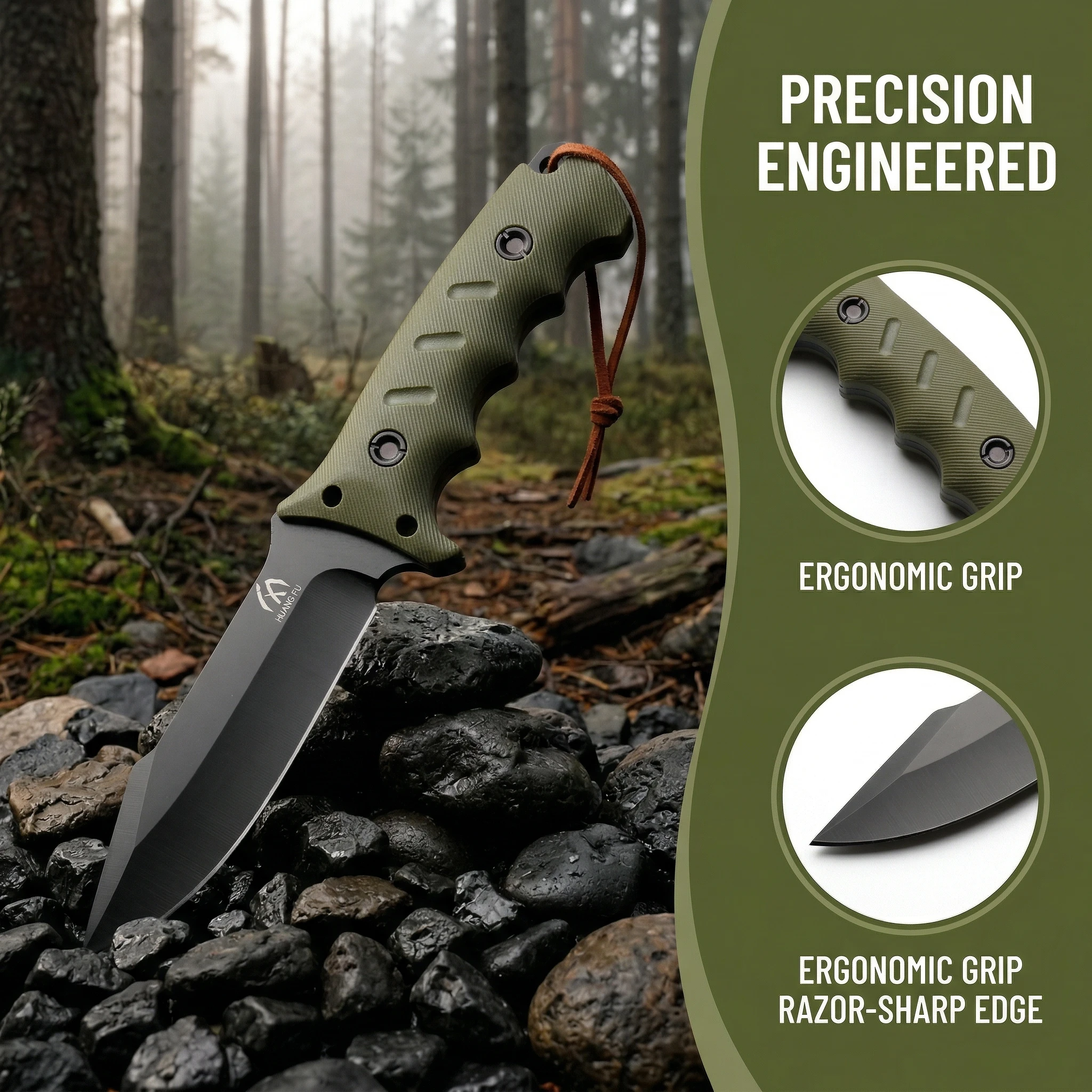 Cuchillo táctico G10 multifunción con funda de supervivencia - imagen 2
