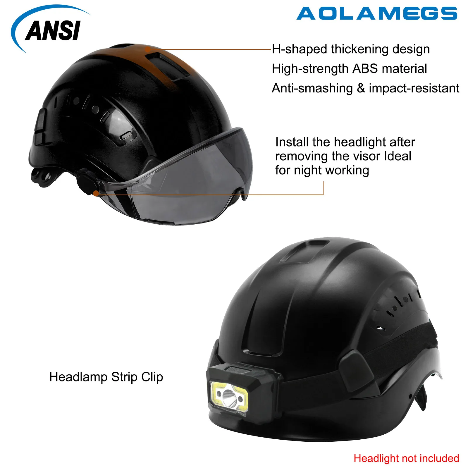 Engineer Casco de seguridad ANSI/CE ABS con gafas integradas