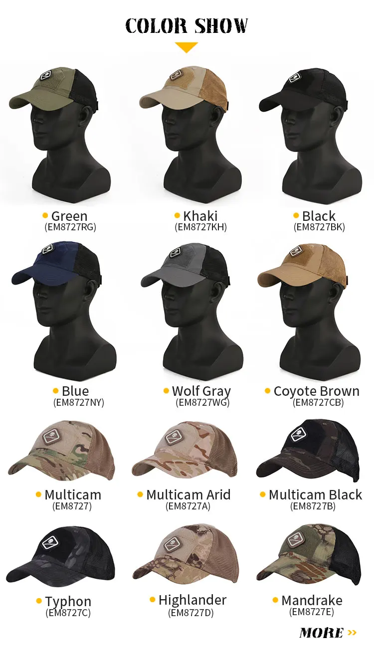 Gorra táctica camuflada en vista frontal